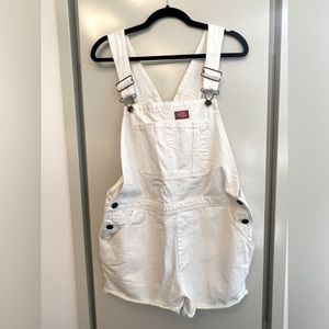 DICKIES White Denim Dungaree Shorts Romper